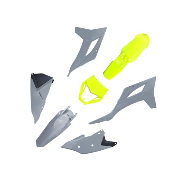 KIT PLÁSTICO BIKER MXF 250TS (22-24) 270F (23-24) 300RX (19-22) 300RXS (21-24) 300TS (23-24) AMARELO FLUO/CINZA