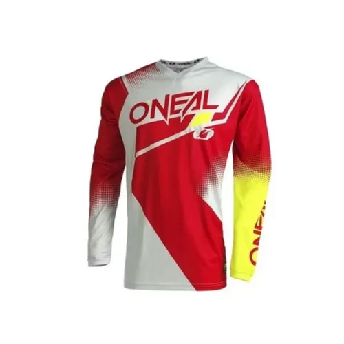 CAMISA ONEAL ELEMENT RACEWEAR - VERMELHA/CINZA/AMARELA NEON - EUA (L) BRA (G)