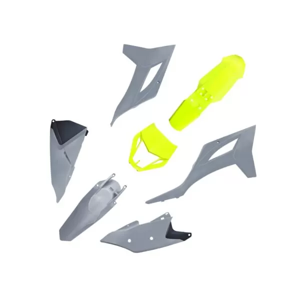 KIT PLÁSTICO BIKER MXF 250TS (22-24) 270F (23-24) 300RX (19-22) 300RXS (21-24) 300TS (23-24) AMARELO FLUO/CINZA
